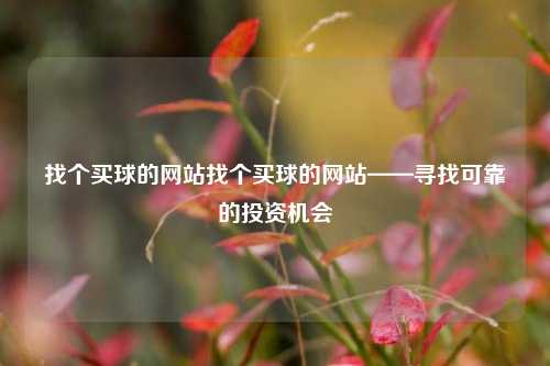 找个买球的网站找个买球的网站——寻找可靠的投资机会