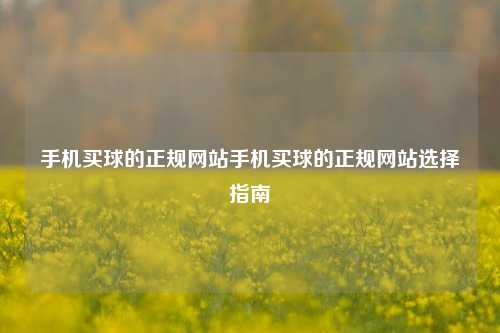 手机买球的正规网站手机买球的正规网站选择指南